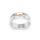 Bague Sabrina Incurvée en argent 950, sept pierres fines en dégradé