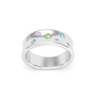 Bague Sabrina Incurvée en argent 950, sept pierres fines en dégradé
