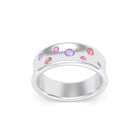 Bague Sabrina Incurvée en argent 950, saphirs, rubis et pierres fines