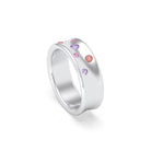 Bague Sabrina Incurvée en argent 950, saphirs, rubis et pierres fines