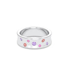 Bague Sabrina Incurvée en argent 950, saphirs, rubis et pierres fines
