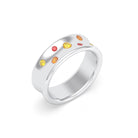 Bague Sabrina Incurvée en argent 950, saphirs, rubis et pierres fines Citrine