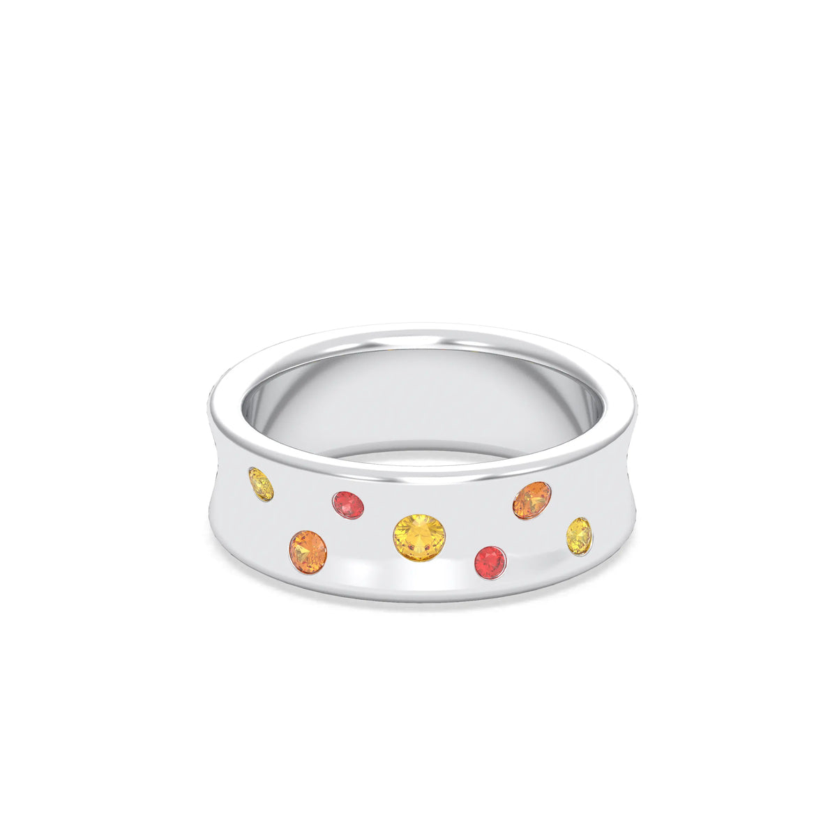 Bague Sabrina Incurvée en argent 950, saphirs, rubis et pierres fines