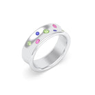 Bague Sabrina Incurvée en argent 950, saphirs, rubis et pierres fines Péridot