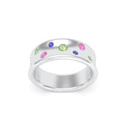 Bague Sabrina Incurvée en argent 950, saphirs, rubis et pierres fines