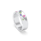 Bague Sabrina Incurvée en argent 950, saphirs, rubis et pierres fines