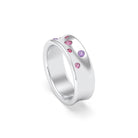 Bague Sabrina Incurvée en argent 950, saphirs, rubis et pierres fines