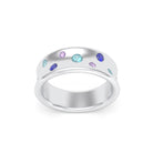 Bague Sabrina Incurvée en argent 950, saphirs, rubis et pierres fines