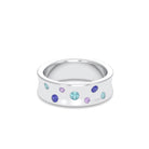 Bague Sabrina Incurvée en argent 950, saphirs, rubis et pierres fines