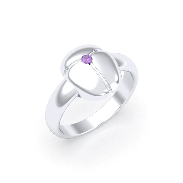 Bague Scarabée lisse argent 950 personnalisable Améthyste