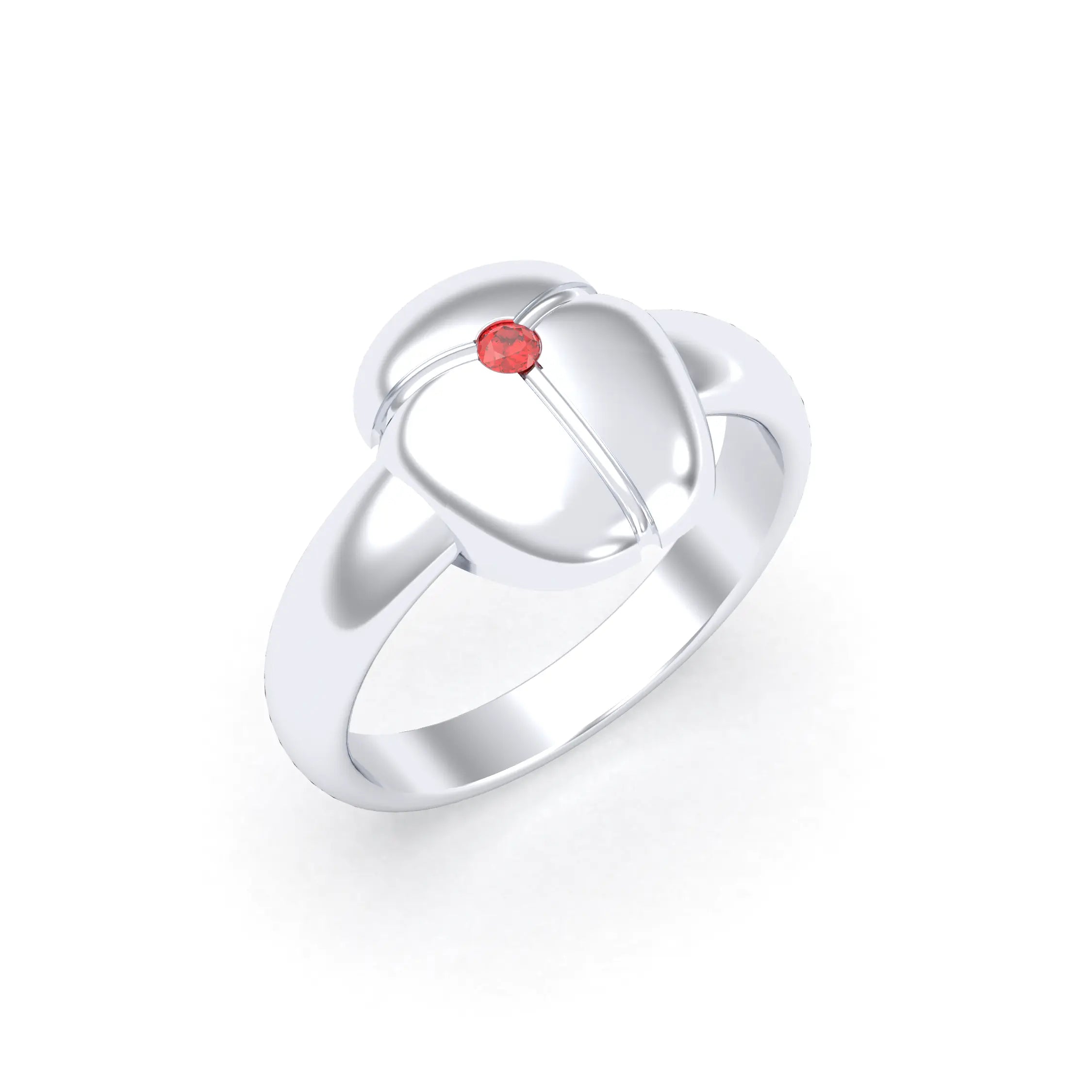 Bague Scarabée argent 950 sur mesure Saphir rouge