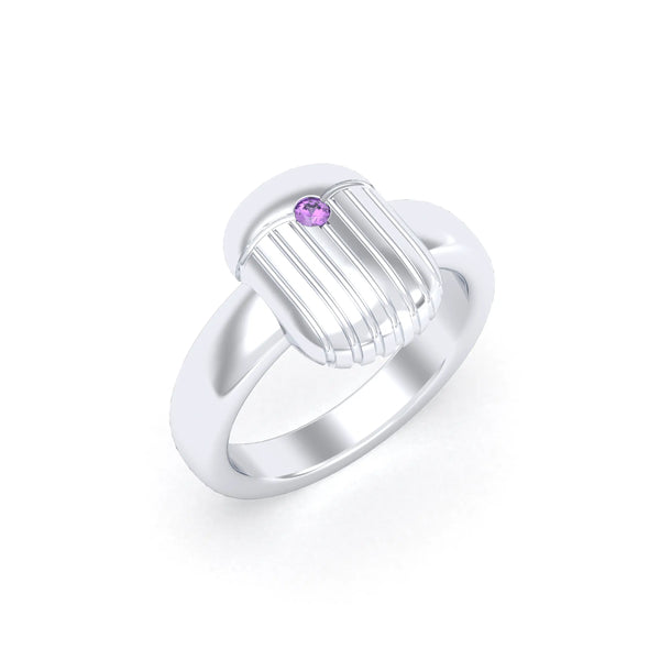 Bague Scarabée cannelée argent 950 personnalisable Améthyste