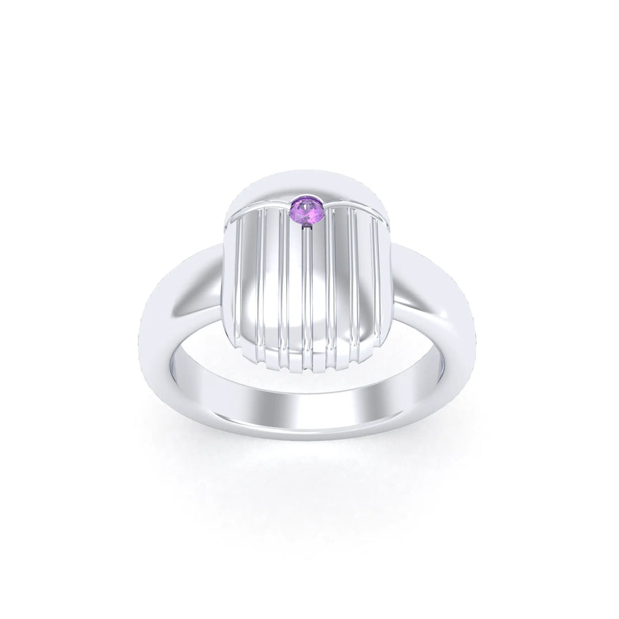 Bague de joaillerie en argent 950, vue de détail, fabriquée à l’atelier Bajoia de Sèvres