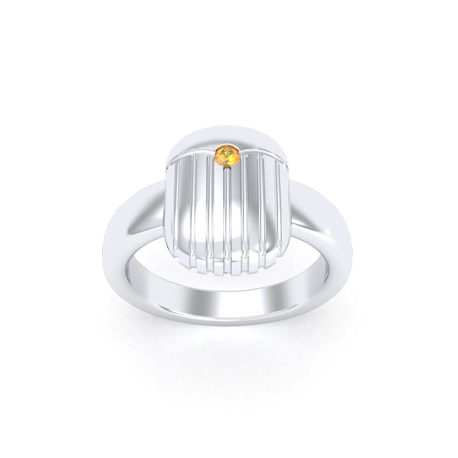 Bague de joaillerie en argent 950, vue de détail, fabriquée à l’atelier Bajoia de Sèvres