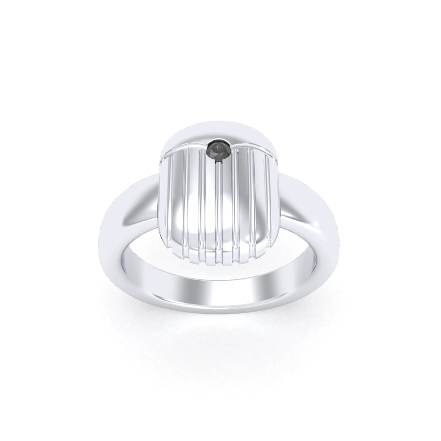 Bague de joaillerie en argent 950, vue de détail, fabriquée à l’atelier Bajoia de Sèvres