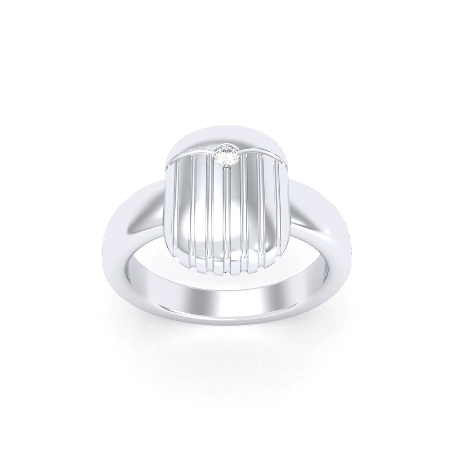 Bague de joaillerie en argent 950, vue de détail, fabriquée à l’atelier Bajoia de Sèvres