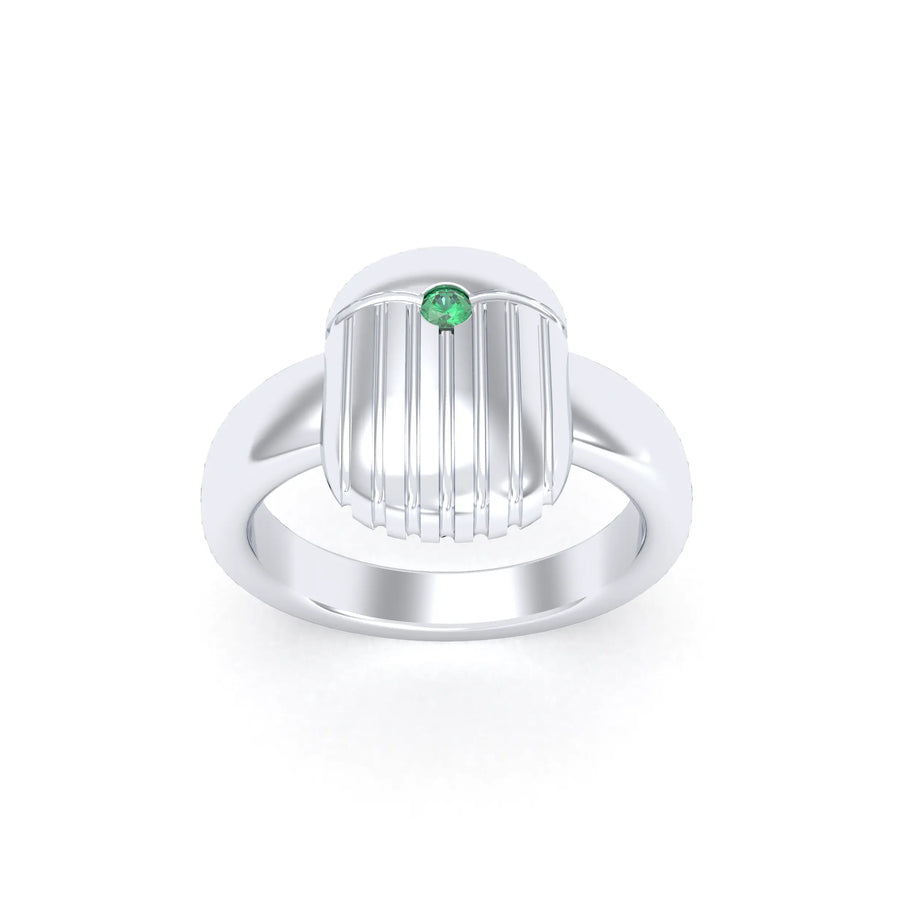 Bague de joaillerie en argent 950, vue de détail, fabriquée à l’atelier Bajoia de Sèvres