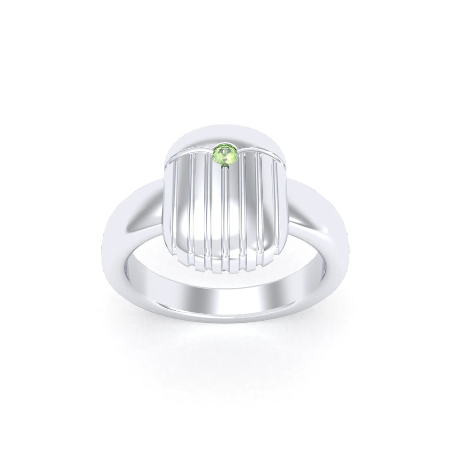 Bague de joaillerie en argent 950, vue de détail, fabriquée à l’atelier Bajoia de Sèvres