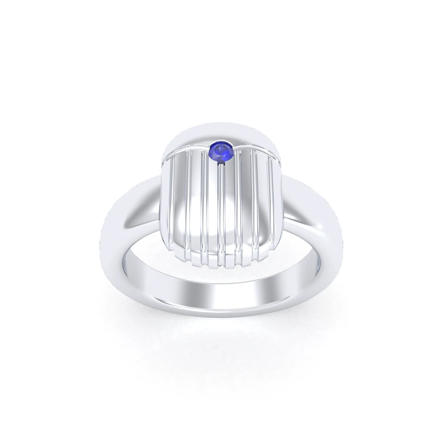 Bague de joaillerie en argent 950, vue de détail, fabriquée à l’atelier Bajoia de Sèvres