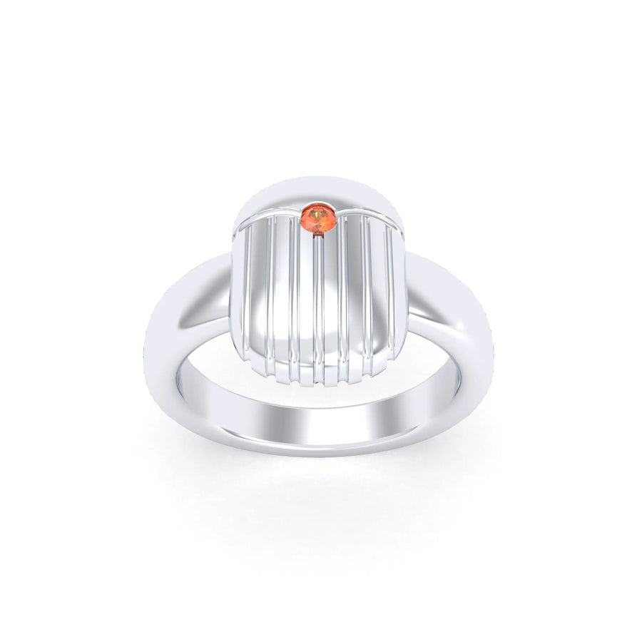Bague de joaillerie en argent 950, vue de détail, fabriquée à l’atelier Bajoia de Sèvres