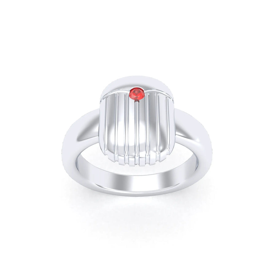 Bague de joaillerie en argent 950, vue de détail, fabriquée à l’atelier Bajoia de Sèvres