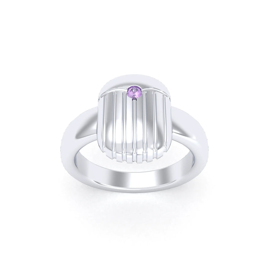 Bague de joaillerie en argent 950, vue de détail, fabriquée à l’atelier Bajoia de Sèvres