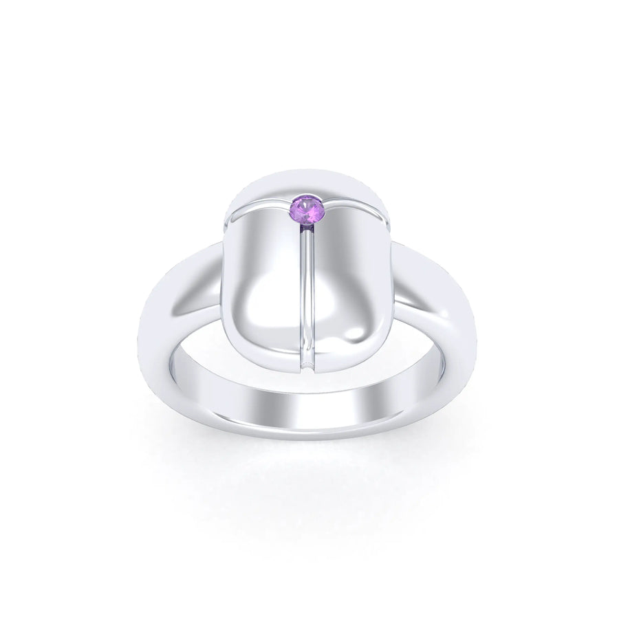 Bague de joaillerie en argent 950, vue de détail, fabriquée à l’atelier Bajoia de Sèvres