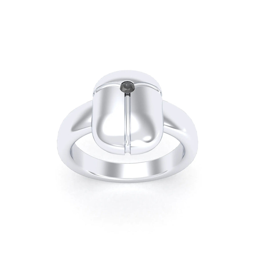 Bague de joaillerie en argent 950, vue de détail, fabriquée à l’atelier Bajoia de Sèvres