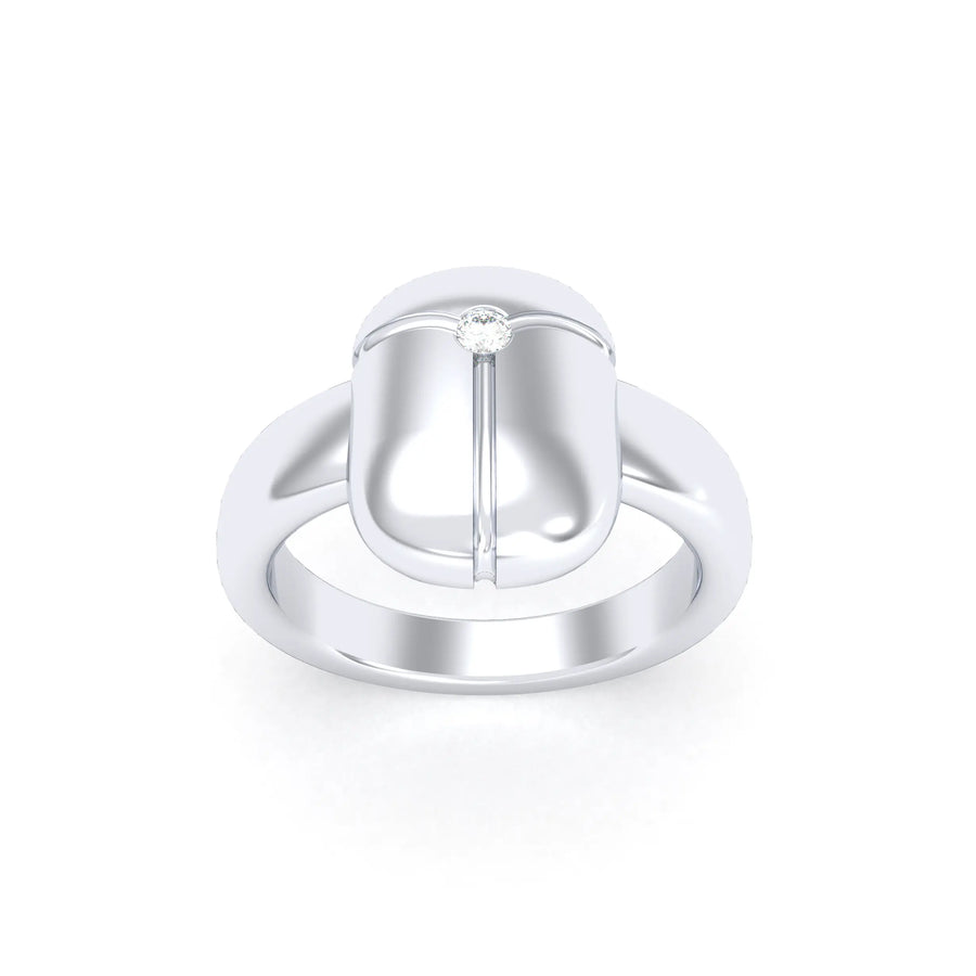 Bague de joaillerie en argent 950, vue de détail, fabriquée à l’atelier Bajoia de Sèvres
