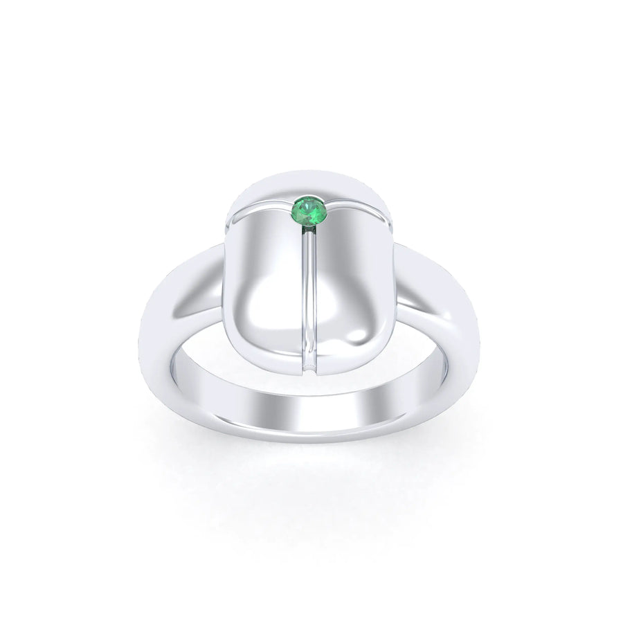 Bague de joaillerie en argent 950, vue de détail, fabriquée à l’atelier Bajoia de Sèvres