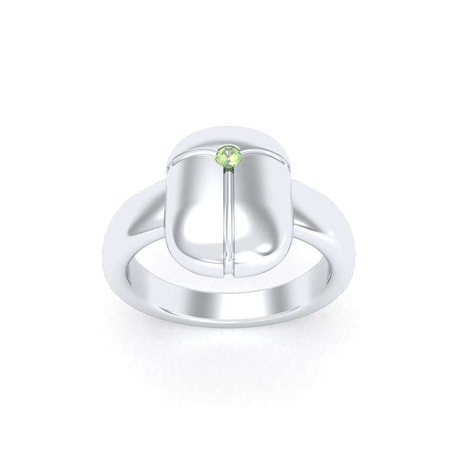 Bague de joaillerie en argent 950, vue de détail, fabriquée à l’atelier Bajoia de Sèvres