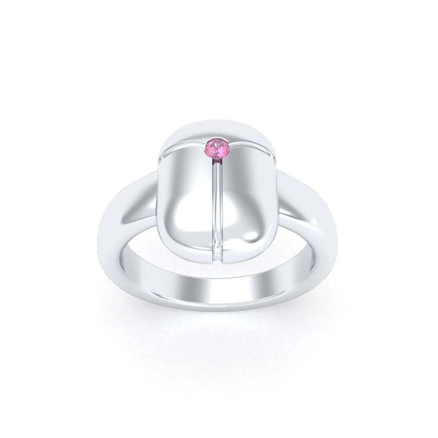 Bague de joaillerie en argent 950, vue de détail, fabriquée à l’atelier Bajoia de Sèvres