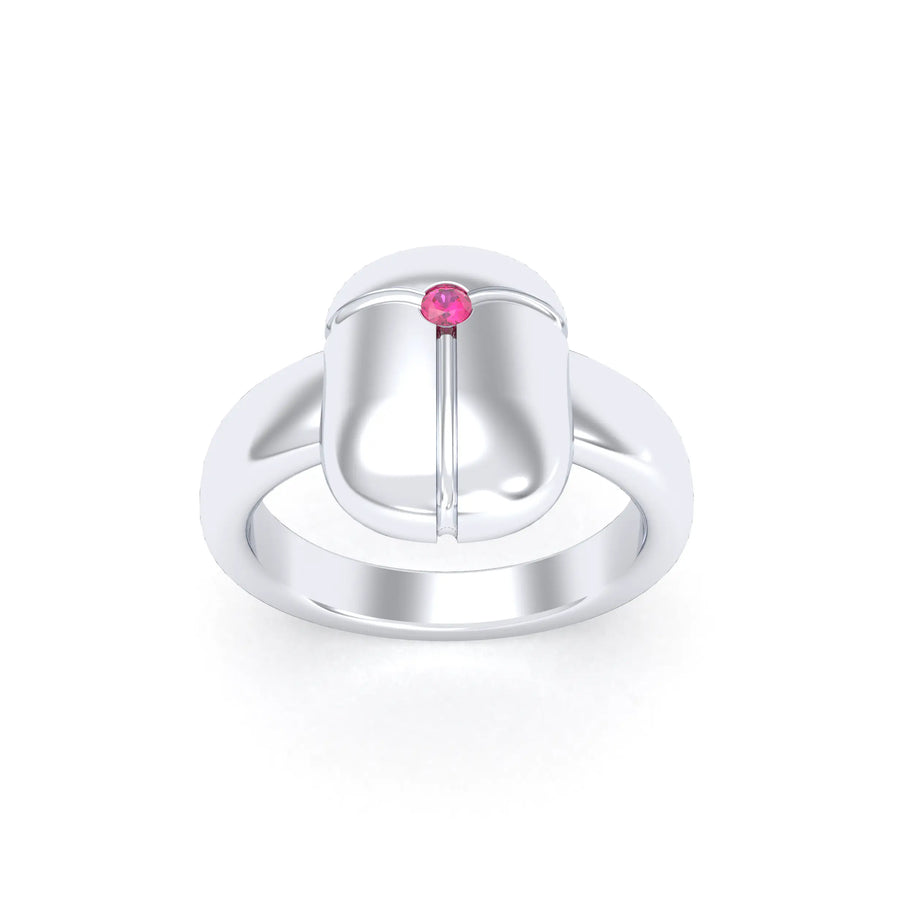 Bague de joaillerie en argent 950, vue de détail, fabriquée à l’atelier Bajoia de Sèvres