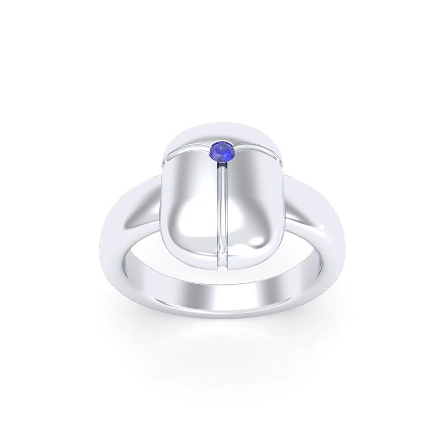 Bague de joaillerie en argent 950, vue de détail, fabriquée à l’atelier Bajoia de Sèvres
