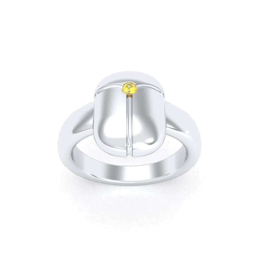 Bague de joaillerie en argent 950, vue de détail, fabriquée à l’atelier Bajoia de Sèvres