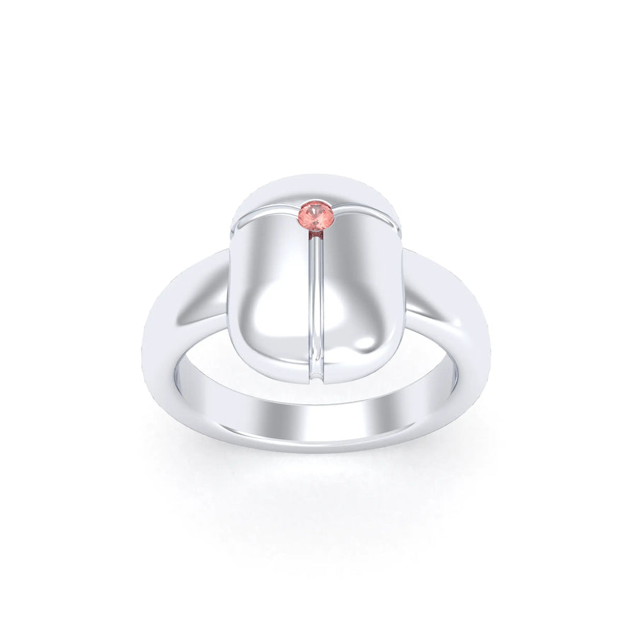 Bague de joaillerie en argent 950, vue de détail, fabriquée à l’atelier Bajoia de Sèvres