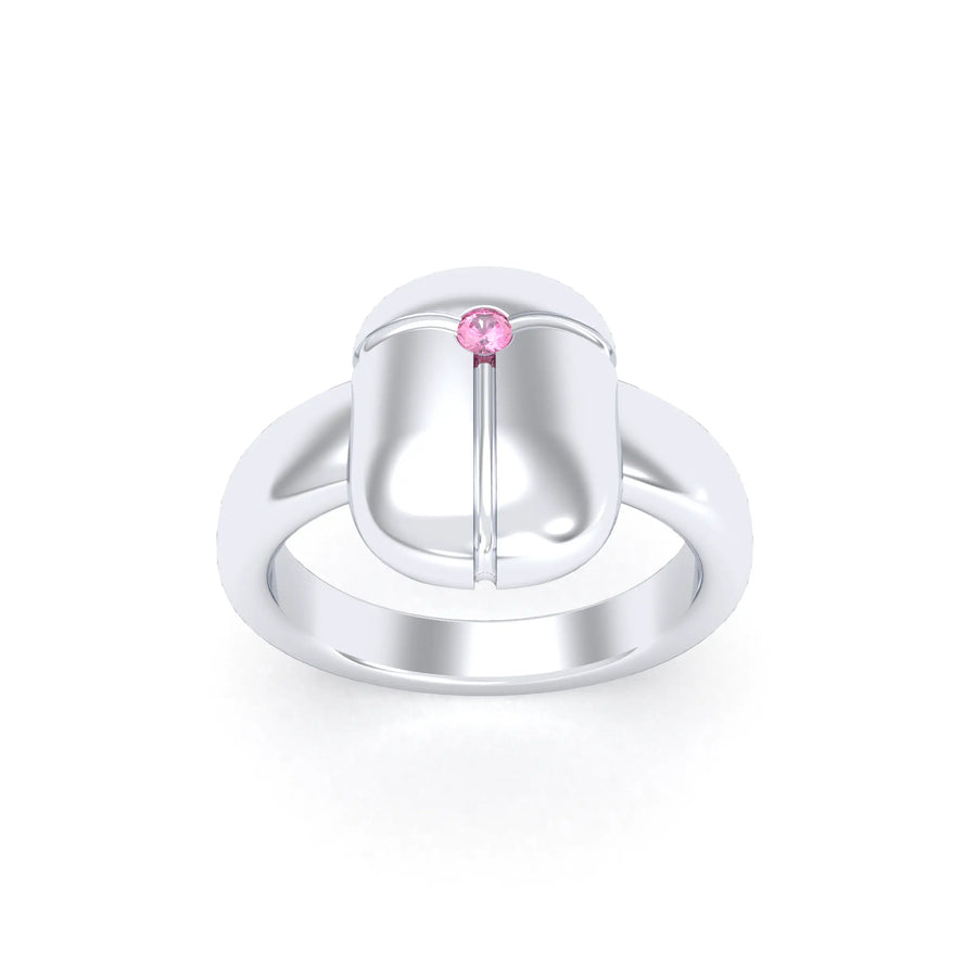 Bague de joaillerie en argent 950, vue de détail, fabriquée à l’atelier Bajoia de Sèvres