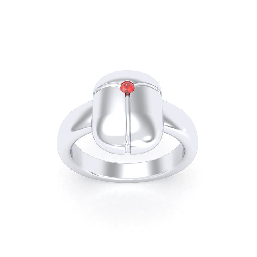 Bague de joaillerie en argent 950, vue de détail, fabriquée à l’atelier Bajoia de Sèvres