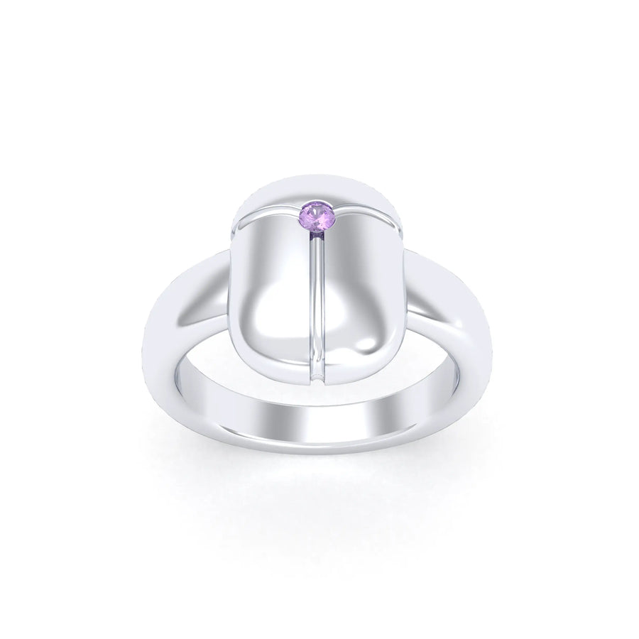 Bague de joaillerie en argent 950, vue de détail, fabriquée à l’atelier Bajoia de Sèvres