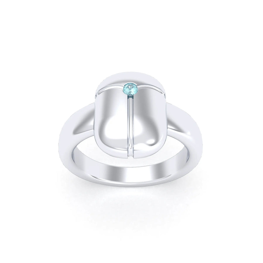 Bague de joaillerie en argent 950, vue de détail, fabriquée à l’atelier Bajoia de Sèvres