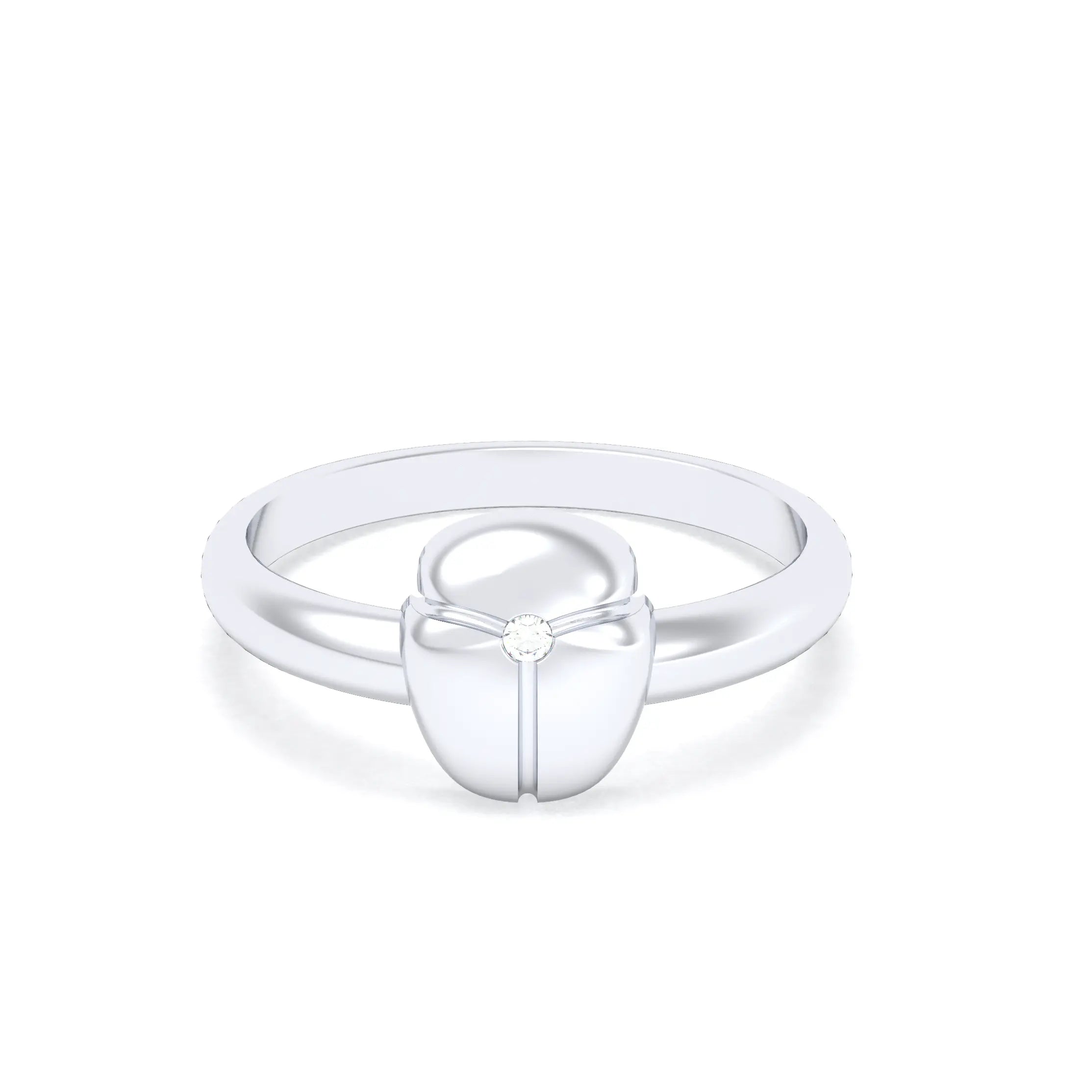 Bague Scarabée or blanc 18 carats sertie d'une pierre précieuse au choix