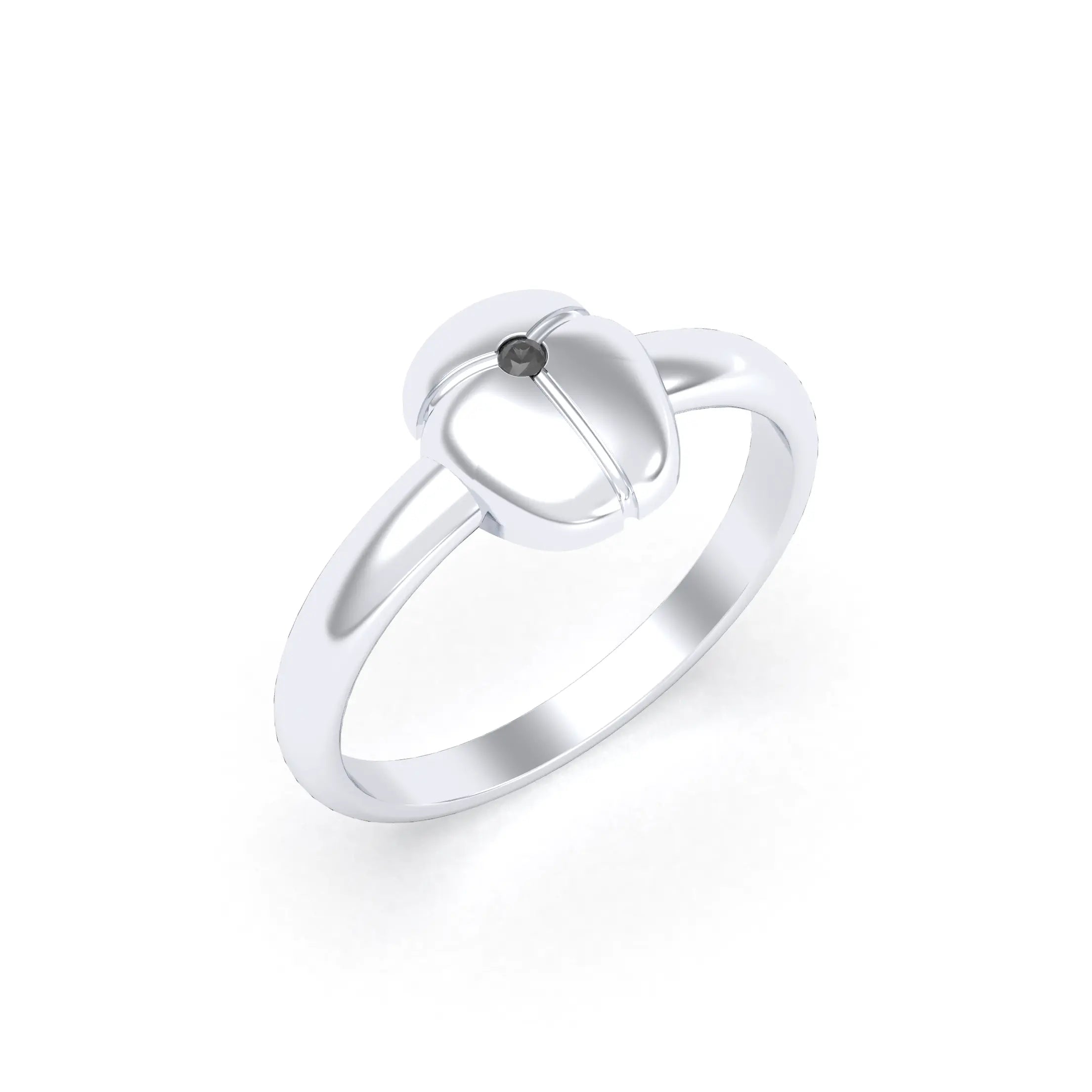 Bague Scarabée or blanc 18 carats sertie d'une pierre précieuse au choix Diamant noir