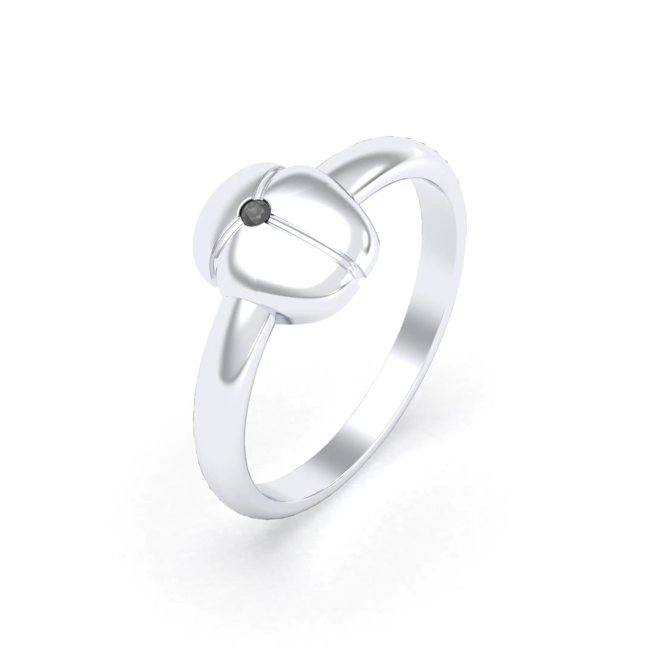 Bague Scarabée or blanc 18 carats sertie d'une pierre précieuse au choix