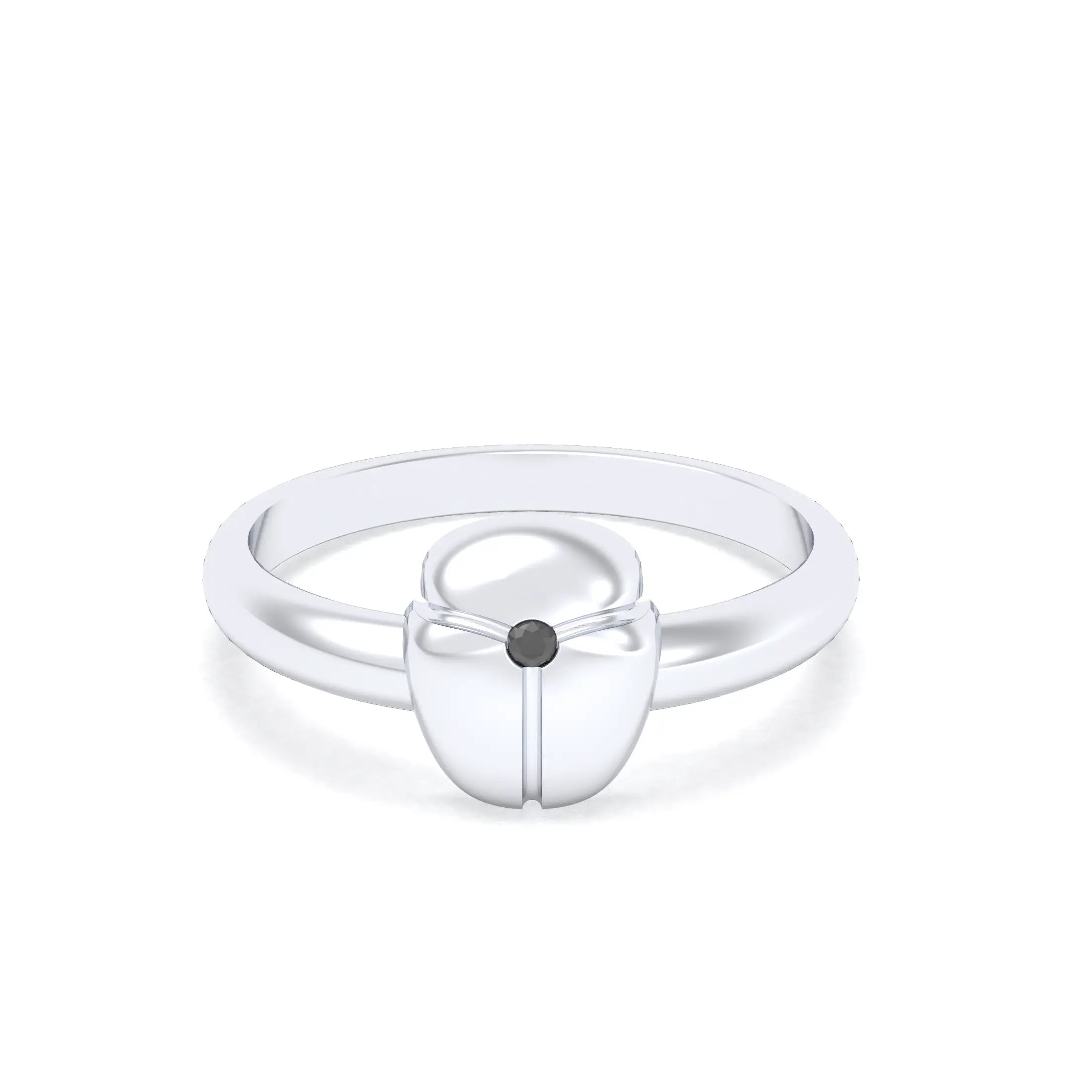 Bague Scarabée or blanc 18 carats sertie d'une pierre précieuse au choix