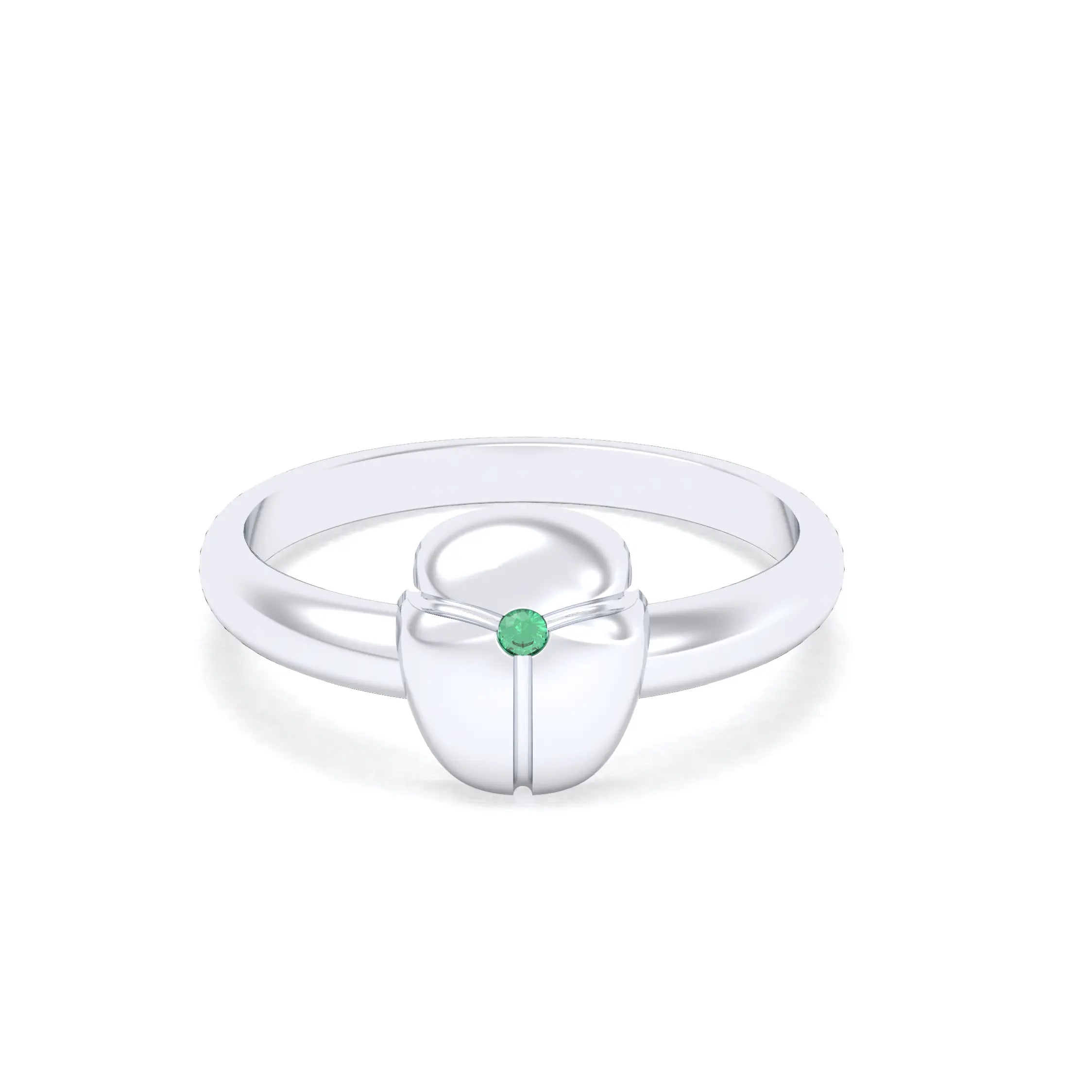 Bague Scarabée or blanc 18 carats sertie d'une pierre précieuse au choix