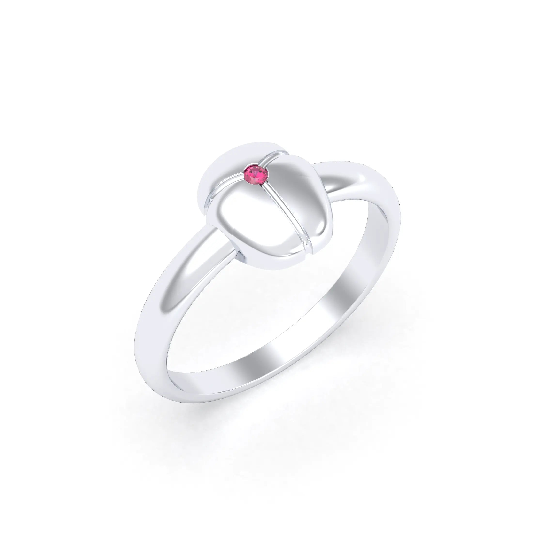 Bague Scarabée or blanc 18 carats sertie d'une pierre précieuse au choix Rubis