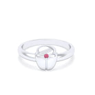 Bague Scarabée or blanc 18 carats sertie d'une pierre précieuse au choix
