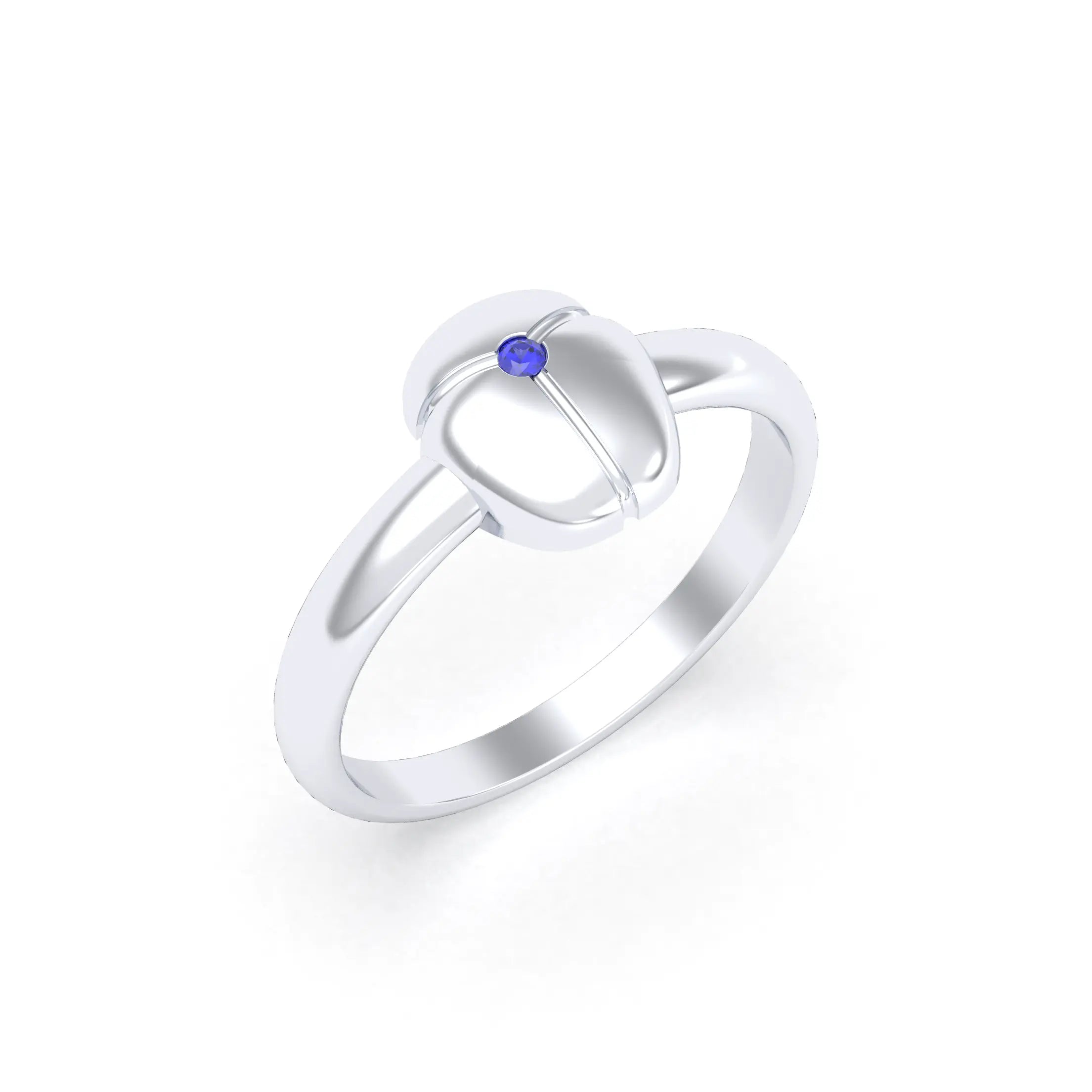 Bague Scarabée or blanc 18 carats sertie d'une pierre précieuse au choix Saphir bleu