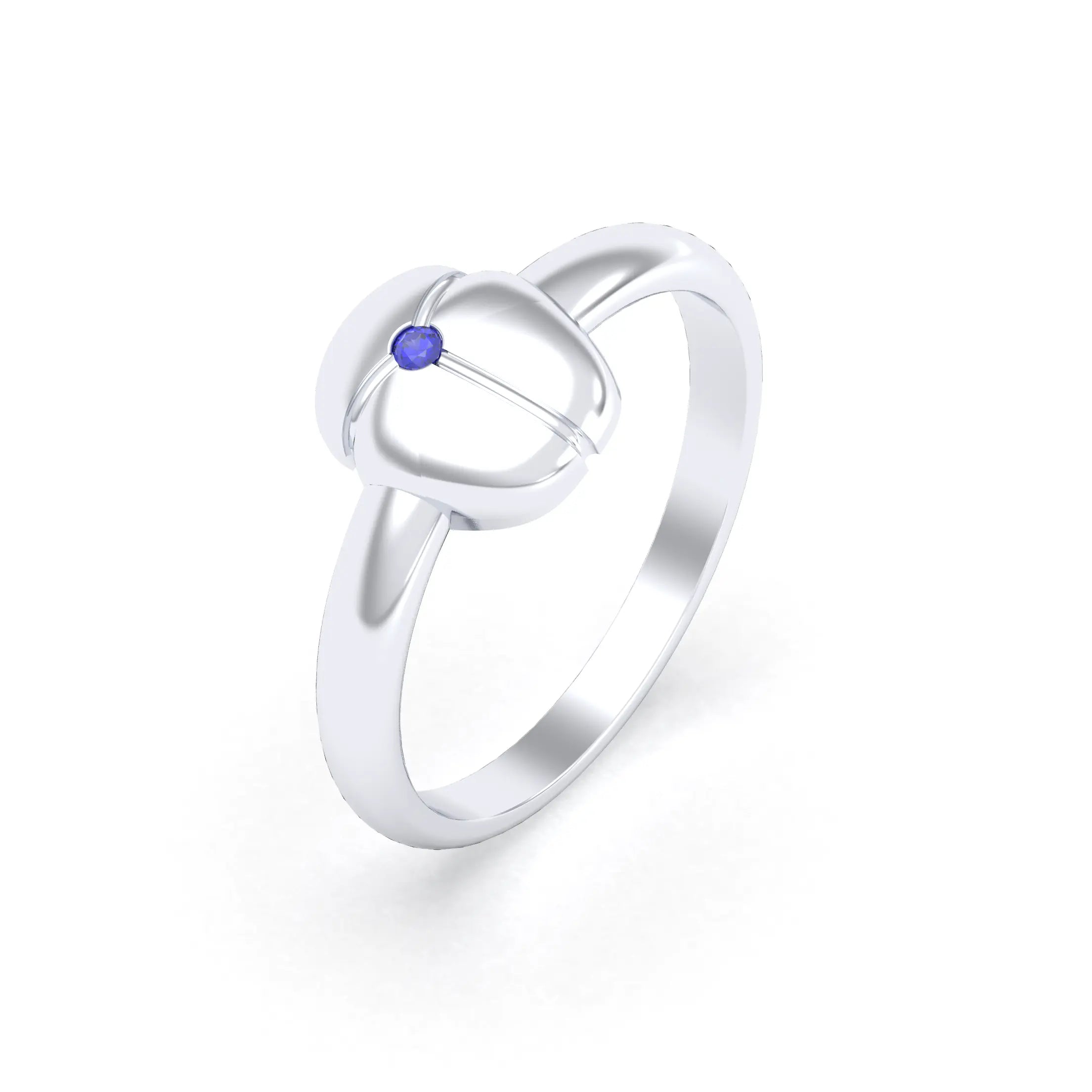 Bague Scarabée or blanc 18 carats sertie d'une pierre précieuse au choix