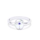 Bague Scarabée or blanc 18 carats sertie d'une pierre précieuse au choix